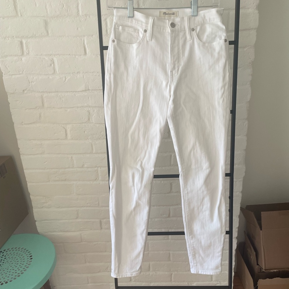 Madewell 9 inch mid-rise skinny jeans pure white Sz 26 EUC